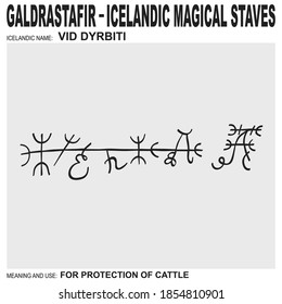  vector icon with ancient Icelandic magical staves Vid Dyrbiti. Symbol means and is used for protection of cattle