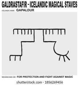 vector icon with ancient Icelandic magical staves Gapaldur. Symbol means and is used for protection and fight against magic