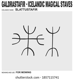 vector icon with ancient Icelandic magical staves Slattustafir. Symbol means and is used for mowing