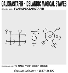  vector icon with ancient Icelandic magical staves Fjarspektarstafir. Symbol means and is used to make your sheep docile