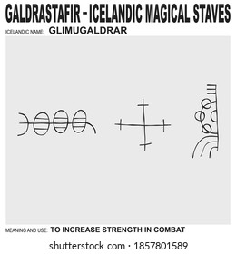 vector icon with ancient Icelandic magical staves Glimugaldrar. Symbol means and is used to increase strength in combat