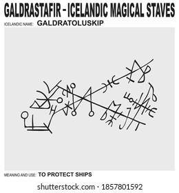  vector icon with ancient Icelandic magical staves Galdratoluskip. Symbol means and is used to protect ships