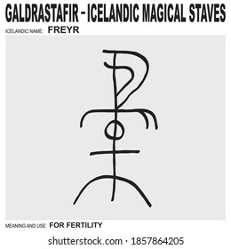 vector icon with ancient Icelandic magical staves Freyr. Symbol means and is used for fertility 