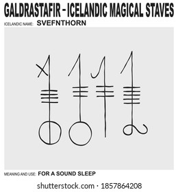 vector icon with ancient Icelandic magical staves Svefnthorn. Symbol means and is used for a sound sleep