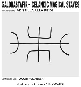 vector icon with ancient Icelandic magical staves Ad Stilla Alla Reidi. Symbol means and is used to control anger