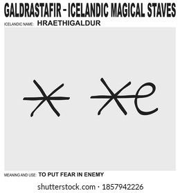 ícono vector con antiguos depósitos mágicos islandeses Hraethigaldur. El símbolo significa y se usa para poner miedo en el enemigo 