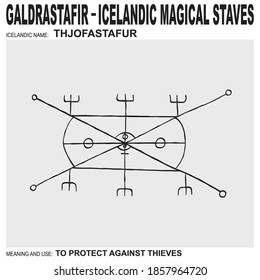 vector icon with ancient Icelandic magical staves Thjofastafur. Symbol means and is used to protect against thieves