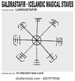 vector icon with ancient Icelandic magical staves Lukkustafir. Symbol means and is used to prevent bad luck