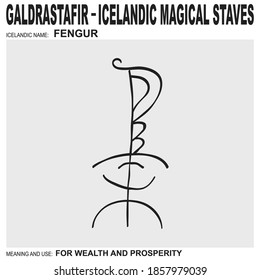 vector icon with ancient Icelandic magical staves Fengur. Symbol means and is used for wealth and prosperity