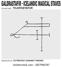 vector icon with ancient Icelandic magical staves Thjofastafur. Symbol means and is used to protect against thieves