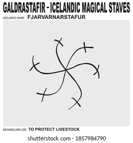  vector icon with ancient Icelandic magical staves Fjarvarnarstafur. Symbol means and is used to protect livestock