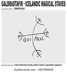 vector icon with ancient Icelandic magical staves Ginfaxi. Symbol means and is used for protection and fight against magic