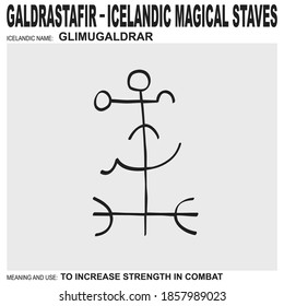 vector icon with ancient Icelandic magical staves Glimugaldrar. Symbol means and is used to increase strength in combat