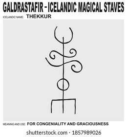 vector icon with ancient Icelandic magical staves Thekkur. Symbol means and is used for congeniality and graciousness