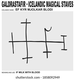 vector icon with ancient Icelandic magical staves Ef Kyr Mjolkar Blodi. Symbol means and is used if milk with blood