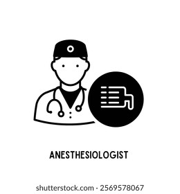 Vector icon: Anesthesiologist with an anesthesia icon on a white background