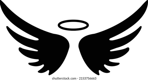 Vector Icon Angel Wings Halo Stock Vector (Royalty Free) 2153756663 ...