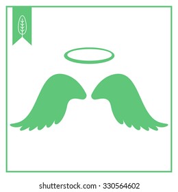 Vector icon of angel wings with halo