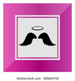 Vector icon of angel wings with halo