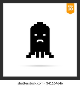 Vector icon of angry pixel monster silhouette