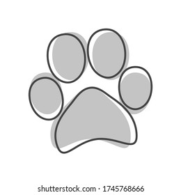 Vector icon animal paw imprint. Paw illustration cartoon style on white isolated background.