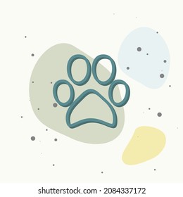 Vector icon animal paw imprint. Paw illustration on multicolored background. Layers grouped for easy editing illustration. For your design.