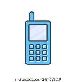 Vector icon of antenna phone, blue color design on white color background.