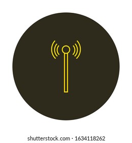 vector icon, antenna with waves on white background