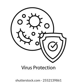 Icono de Vector para seguridad antivirus. Destaca los Elementos de protección para mostrar la protección contra virus, malware y amenazas cibernéticas.