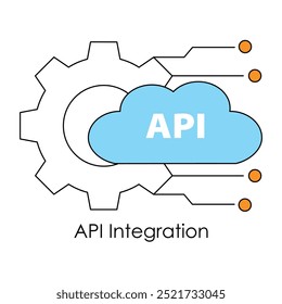 Vektorsymbol für API-Integration mit verbundenen Schnittstellen.