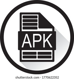 Vector icon apk black color with circle and shadow frames