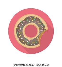 Vector icon appetizing tasty donut with chocolate glaze.
