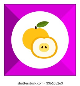 Vector icon of apple and cut apple half