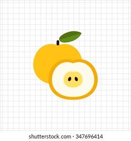 Vector icon of apple and cut apple half