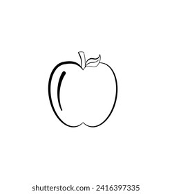 Vector icon of an apple fruit outline. Simple thin black line illustration, a flat vector element representing the editable food concept. Isolated stroke on a white background.