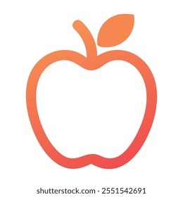 Ícone vetorial de maçã com folhas. Ícone Apple isolado no fundo branco. Cor de gradiente ícone da maçã logotipo. Sinal vetorial colorido.