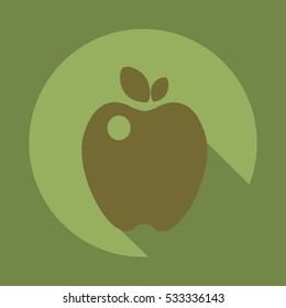 vector icon with Apple on green background.