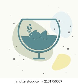 Vector icon aquarium with fish on multicolored background. Layers grouped for easy editing illustration. For your design.