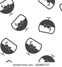 Vector icon aquarium with fish seamless pattern on a white background.