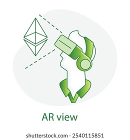 Vector icon for AR View. Shows an augmented reality interface overlay, symbolizing digital enhancements in physical environments.