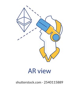 Vector icon for AR View. Shows an augmented reality interface overlay, symbolizing digital enhancements in physical environments.