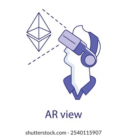 Vector icon for AR View. Shows an augmented reality interface overlay, symbolizing digital enhancements in physical environments.