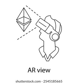 Vector icon for AR View. Shows an augmented reality interface overlay, symbolizing digital enhancements in physical environments.