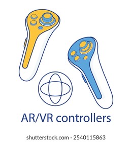 Vector icon for AR, VR Controllers. Shows controllers designed for immersive augmented and virtual reality experiences.