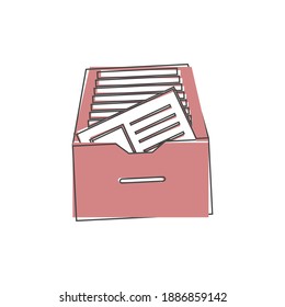 Vector icon Archived documents, storing documents in archives on cartoon style on white isolated background.