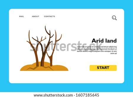 Vector icon of arid land caused by drought. Arid climate, barren land, ecological disaster. Natural disaster concept. Can be used for topics like environment, geography, natural phenomenon