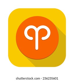 Vector icon of Aries with long shadow effect