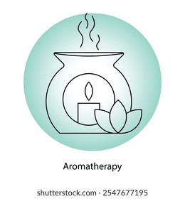 Icono de Vector para aromaterapia – Difusor de aceites esenciales con motivos florales para el alivio del estrés.