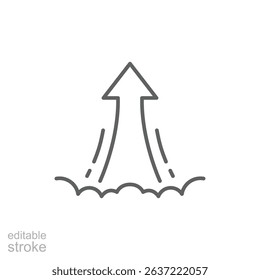 Vector Icon of Arrow Launch in Outline and Line Style Editable Stroke Concept of Takeoff Progress Increase and Innovation