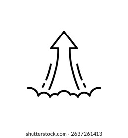Vector Icon of Arrow Launch in Outline and Line Style Concept of Takeoff Progress Increase and Innovation